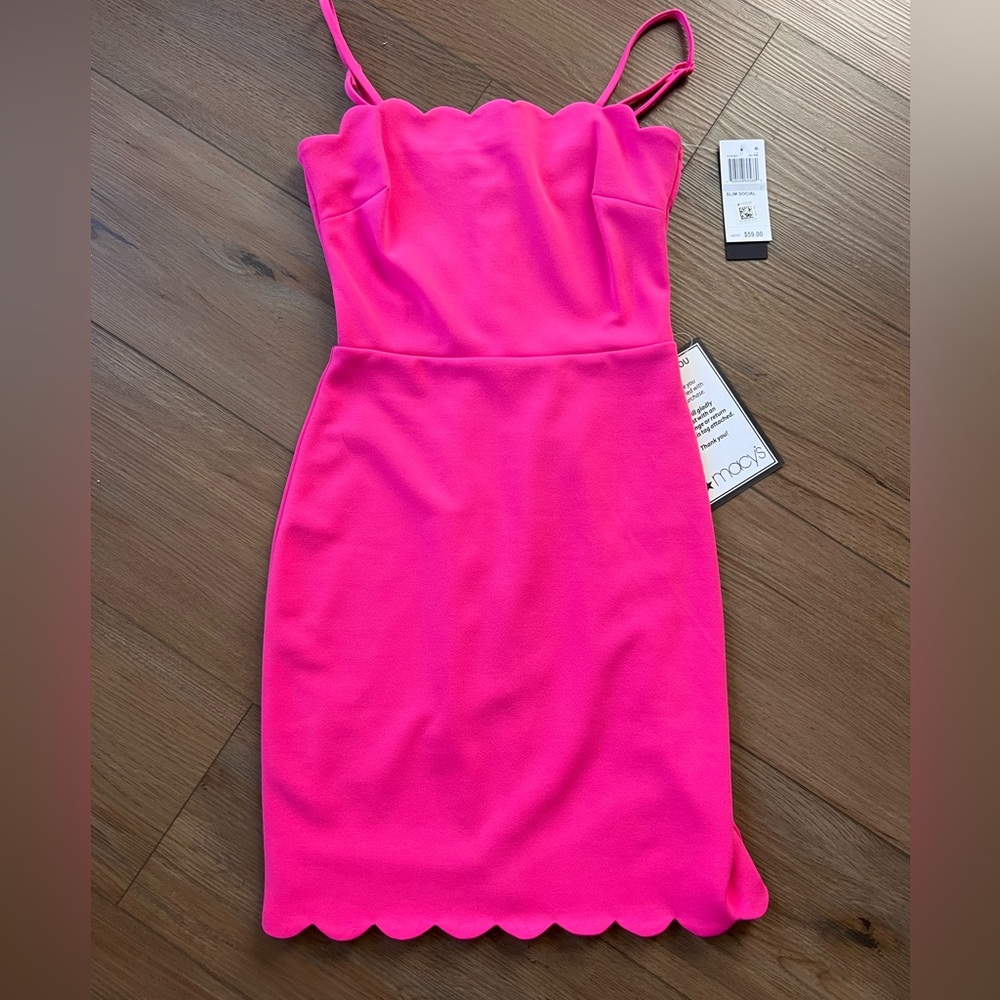 Macy's Vibrant Pink Scalloped Mini Dress